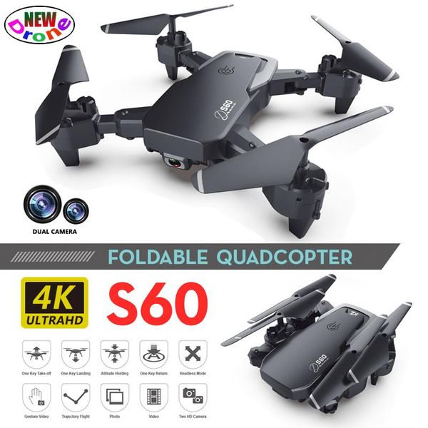 

mini s60 drone 4k hd wide angle camera 1080p wifi fpv dual quadcopter height keep dron helicopter toy drones