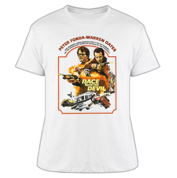 

race with the devil movie peter fonda poster t shirt, White;black