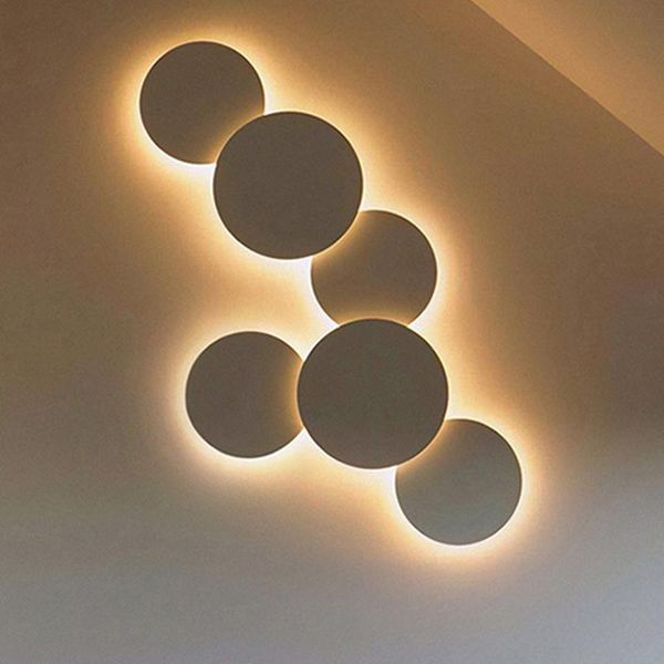 

wall lamp modern simple round ultra thin white metal led living room bedroom aisle surface mounted sconce