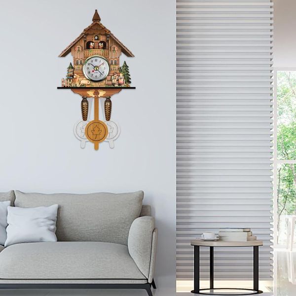 

cuckoo wall clock chime alarm retro wooden living room clocks