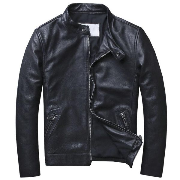 

men's leather & faux oversized aviation cow jacket mens real coat plus size 5xl spring mans coats pictures man clothing a937, Black