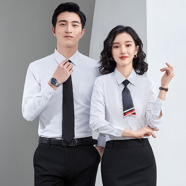 

no iron anti wrinkle white long sleeve men's business shirt 2021 professional el real estate unisex, White;black