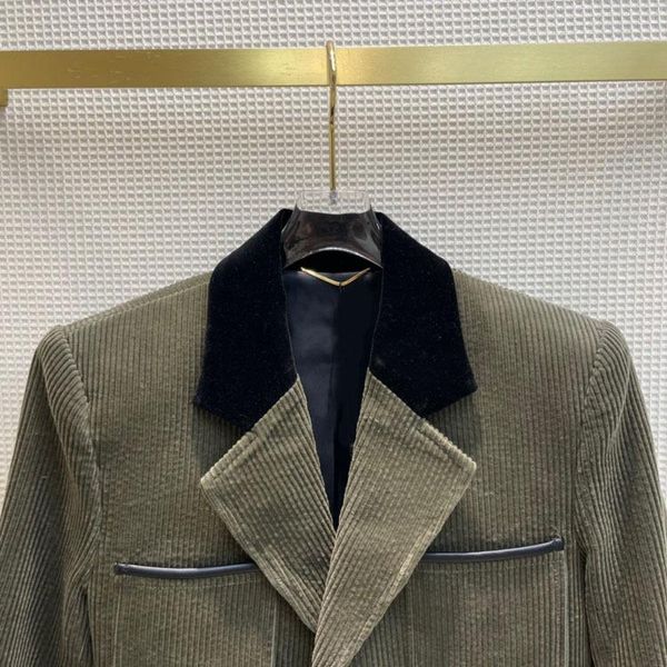 

women's suits & blazers high-end brand corduroy suit coats for women lapel long sleeve 3d cut four pockets lady winter 2021, White;black