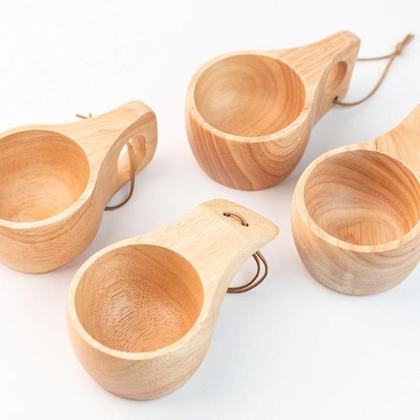 

mugs japanese style milk cup with handle lanyard solid wooden drinkware home decoration craft ornament kitchen wood grain coffee