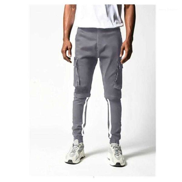 

men's pants trend felt pocket middle pencil spring male elastic waist casual skinny sports trousers mens solid color cargo fa 6cs0, Black