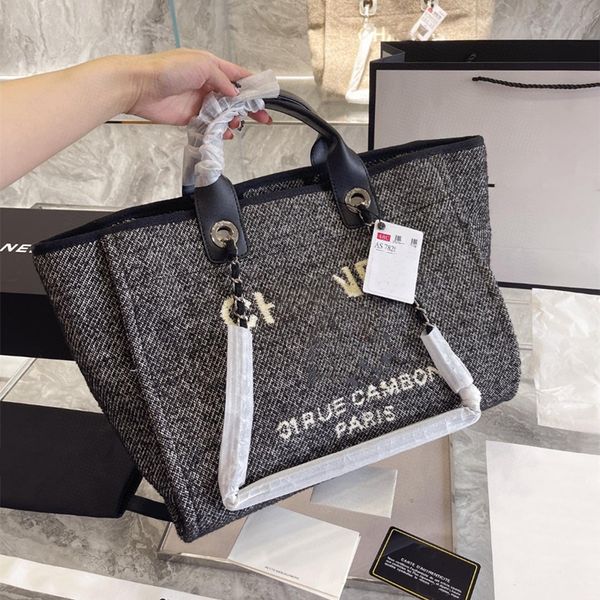 

2c wool canvas tote large capacity beach bag chain leather belt shoulder bags luxury designer women handbag fashion underarm packs for trave