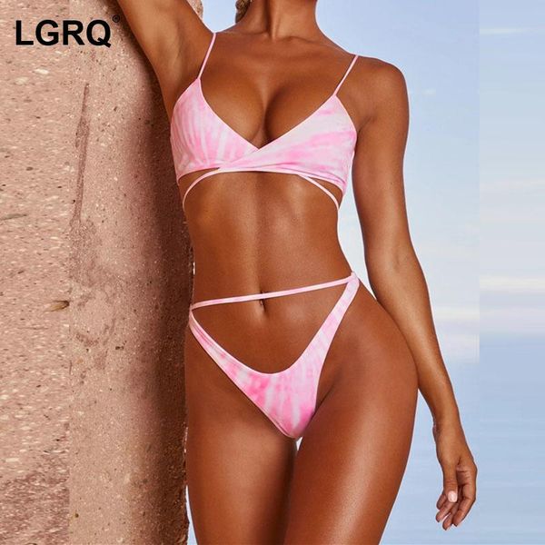 

women's swimwear [lgrq] women print color bikini bathing beachwear suit two piece set fashion tide spring summer 2021 19d1606, White;black