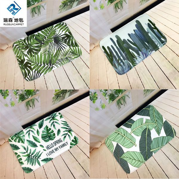 

floor mat thickened absorbent carpet door foot living room green plant leav cactus anti slip