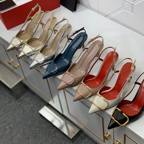 

women sandals thin heel pointed single shoes 4cm 6cm 8cm high-heeled shoe female temperament one- character sandal summer pumps size 44, Black