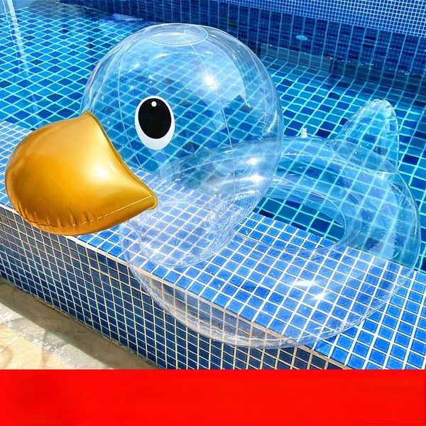 

raincoats cute transparent duck baby swimming ring inflatable bath swim circle floating seat pool toys