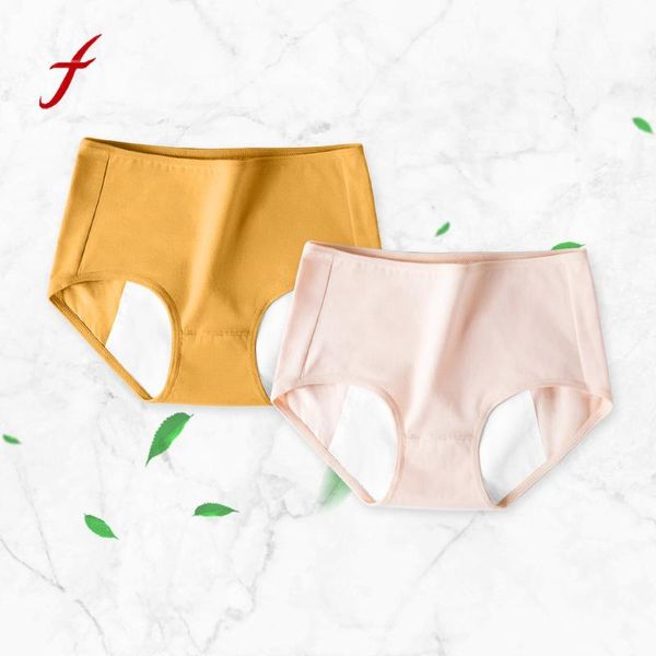 

women's panties 2pc leak proof menstrual physiological pants cotton women underwear period comfortable waterproof briefs culottes femme, Black;pink