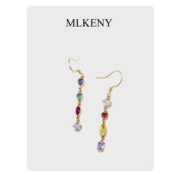 

stud mlkenly real 925 sterling silver tassel earrings female long light luxury personality color zircon anniversary gifts, Golden;silver