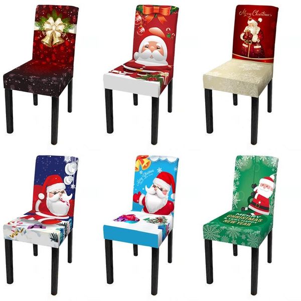 

chair covers 1/2/4/6pc christmas cover digital printed navidad funda silla stretch spandex kitchen dining home party decor