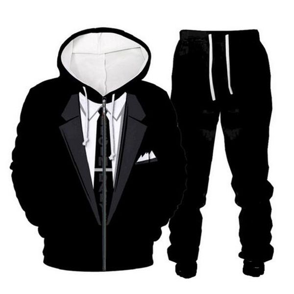 

new fashion mens/womens fake tie funny 3d print hoodie+pants ql06, Gray