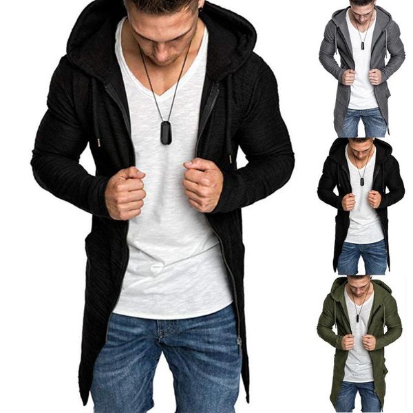 

men's hoodies & sweatshirts sports cardigan sweatshirt hooded gym joggers long full zip muscle coat winter autumn outwear men clothes, Black