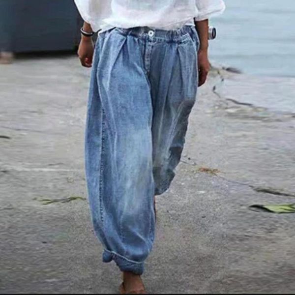 

women's leggings women jeans solid color wide leg trousers spring summer high waist casual loose plus size pockets pants for vacation v, Black