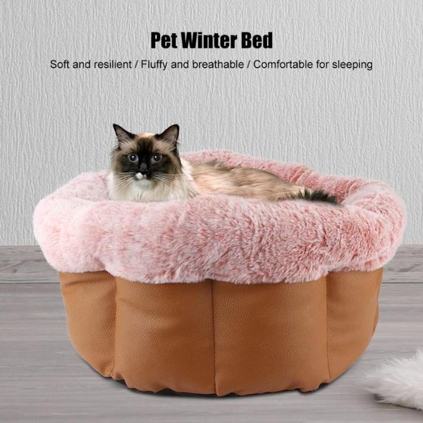 

cat beds & furniture thicken soft plush cotton round pet winter warm bed house mat nest for small dogs chihuahua cats kitty