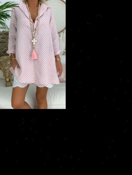 

uk polka dot long sleeve women blouses loose plus size 6 20, White