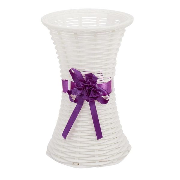 

decorative flowers & wreaths artificial plastic rattan flower vase roses floral storage round basket home garden wedding party decoration