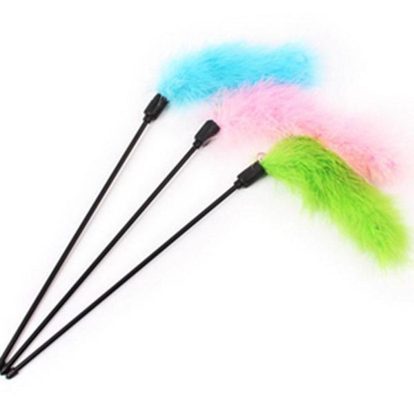 

cat toys 2 pcs feathers artificial feather toy funny short stem for (random color)