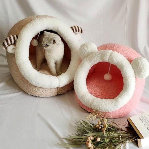 

cat beds & furniture washable cute bed house warm pet sofa indoor anti-slip bottom, super soft durable fabric cuddle for cats