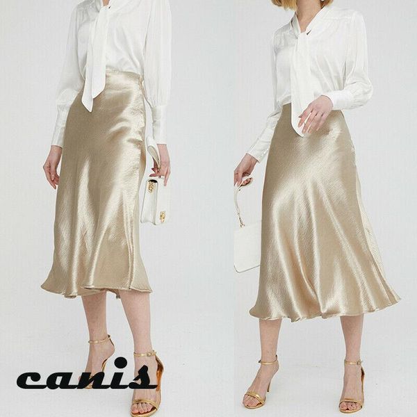 

women skirt ladies glossy satin plain shiny pvc wet look fashion party office skirts solid metallic high waist, Black