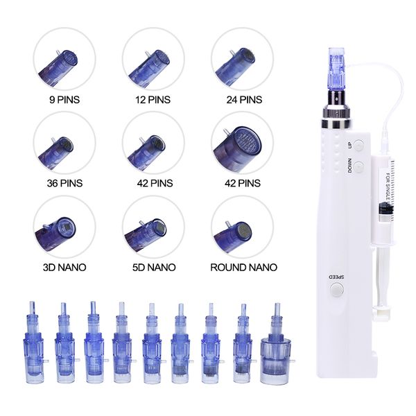 

portable mesotherapy meso gun derma dr pen micro needle stamp anti aging spot scars face lifting skin care beauty machine, Black;white