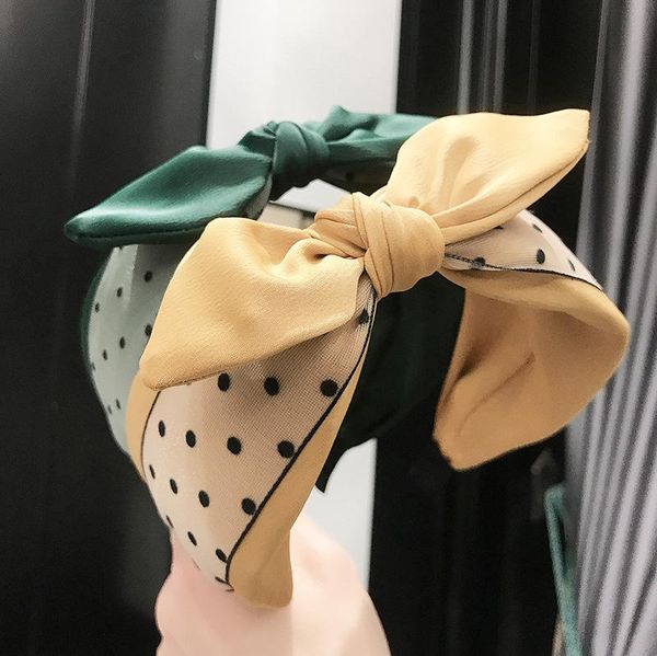 

net red hair hoop velvet dot snow yarn with bow headband fashion sweet cute students knot card girl clips