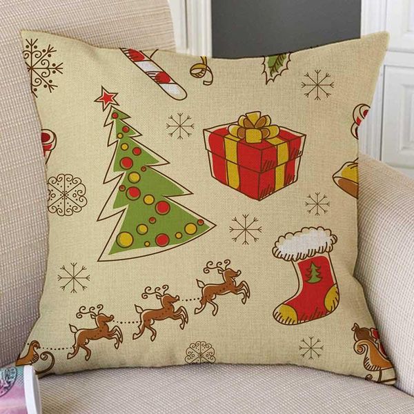 

cushion/decorative pillow christmas pattern design sofa throw cover green ginger beard man pink piggy home decorative cotton linen cushion