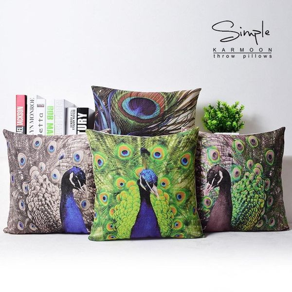

pillow case peacock cover, animal cartoon flaunting its tail feather throw pillowcase wholesale