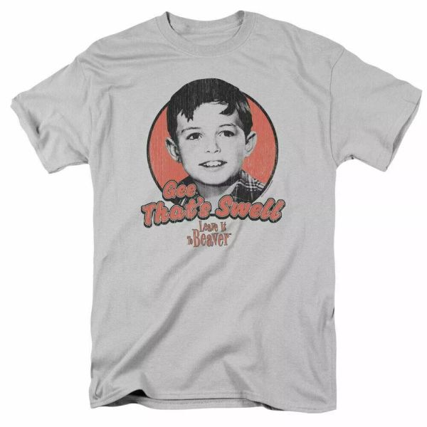 

leave it to beaver swell t shirt mens gee thats swell licensed classic tv silver, White;black