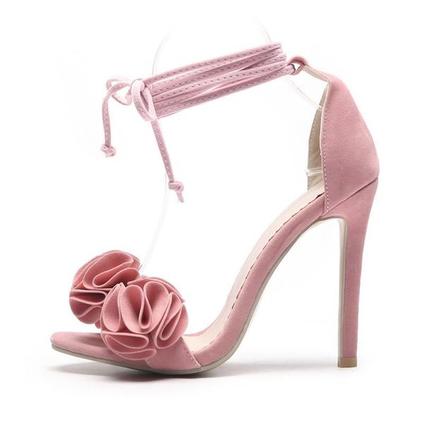 Sandali Dolce Delle Donne Gladiatore Fiori Sexy Open Toe Exetrem Tacchi alti Cinturino Caviglia Giallo Pink Lady Scarpe da sposa Grande taglia 45