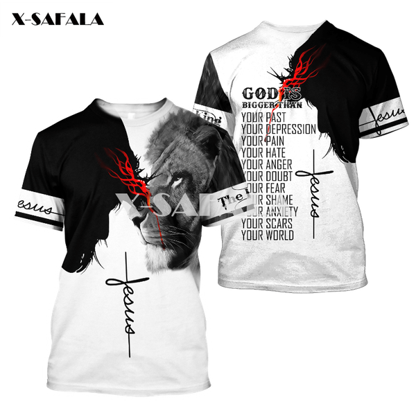 

men's t-shirts christian jesus catholic art men 3d full print summer fashion short sleeve tee harajuku punk style women/unisex-3, White;black