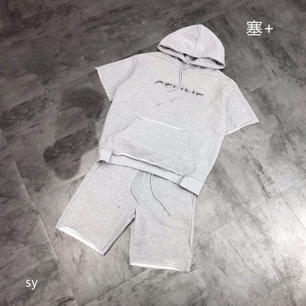 

summer 21 saijia letter printing rivet + short sleeve women's two piece casual loose hooded suit fashion, White
