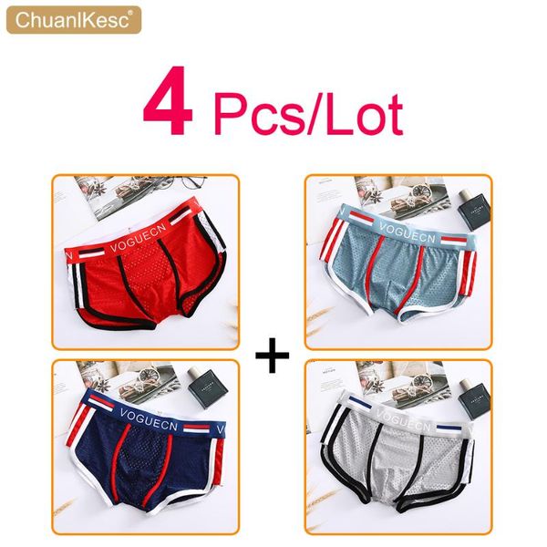 Underpants 4 Pçs / lote Men's Underwear Summer Cool Respirável Mesh Boxer Calças Corean Fashion Shorts
