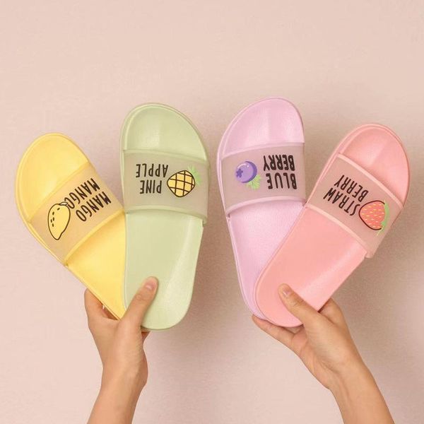 

summer slippers shoes women cute fruit jelly color transparent open toe flip flops clear outdoor beach slides sandals, Black
