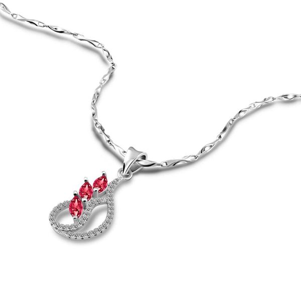 

chains romantic 925 sterling silver lady jewelry for women accessory flower red zircon pendant necklace rings stud earrings gift