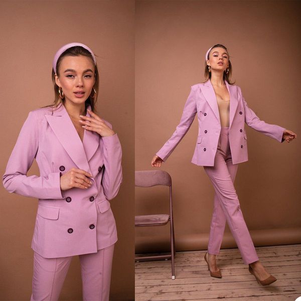 Doppiopetto Mother of the Birde Suits Pink Women Customized Ladies Outfits Evening Party Wedding Pants Jacket 2 pezzi