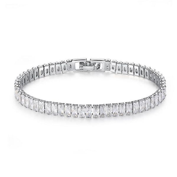 

stunning new arrival unique luxury jewelry 18k white gold fill full princess cut white z cz diamond gemstones women bracelet gift, Golden;silver