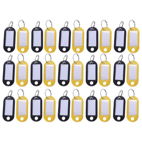 

keychains 30 x coloured plastic key fobs luggage id tags labels rings with name cards, perfect for many uses - bunches of keys, luggag, Silver