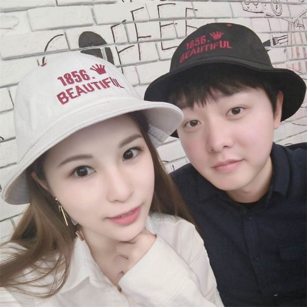 

fashion cute 1856 embroidered sunshade fisherman's hat black and white dome i basin hat fashion men's and women's spring and