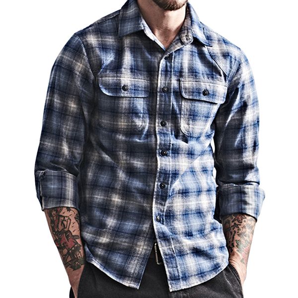 

new casual daily pure cotton men flannel shirt button regular version long sleeve plaid, White;black