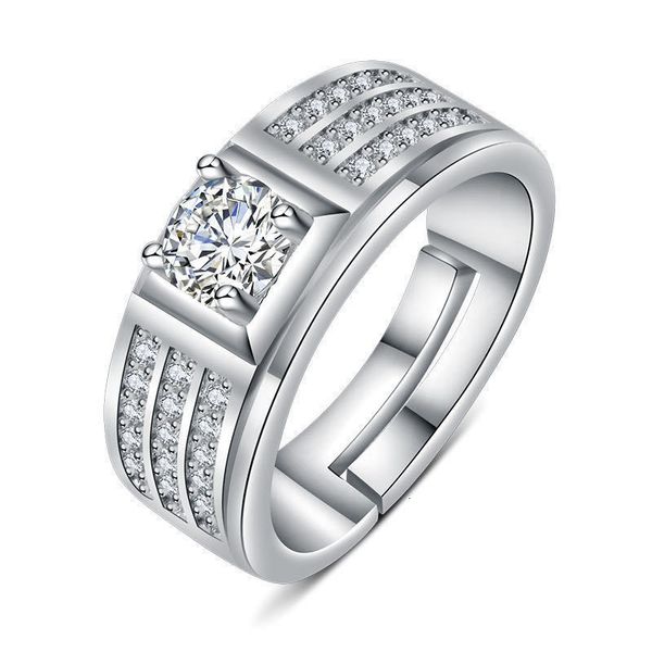 

s925 silver men's stone group set with 80 points mosang three row diamond arm men's wedding ring