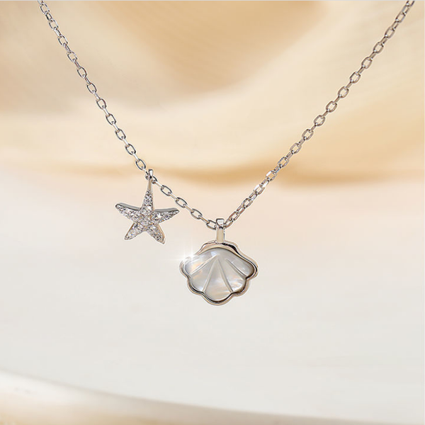 

pendant necklaces sterling silver shell starfish women's necklace zircon creative luxury romantic travel jewelry