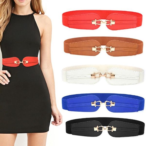 

belts 1pc waist belt stretch dress wide buckle leather waistband, Black;brown