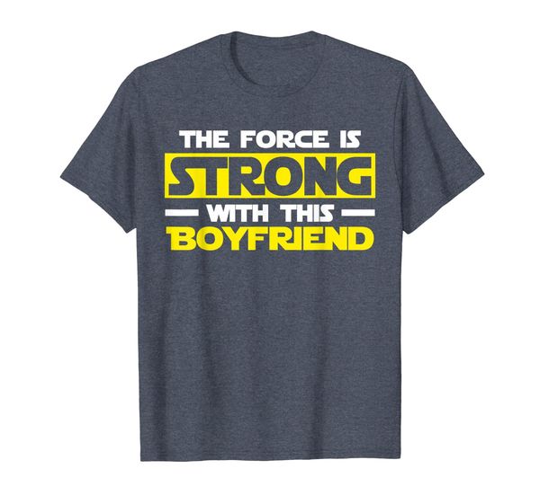 

the force is strong with this my boyfriend t-shirt, White;black