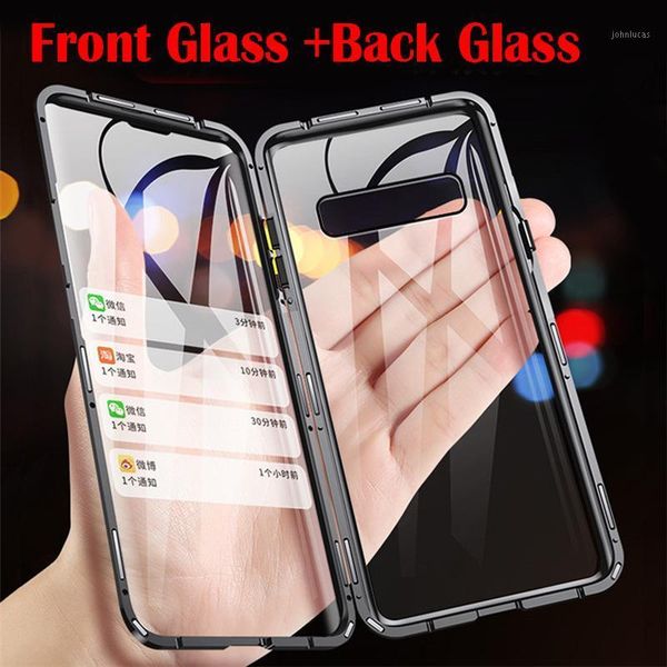 

metal magnetic case for galaxy s20 s10 plus ultra note 10 a81 a71 double sided tempered glass cell phone cases1