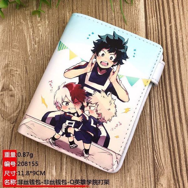 

anime my hero academia wallet midoriya izuku card holder purse, Red;black