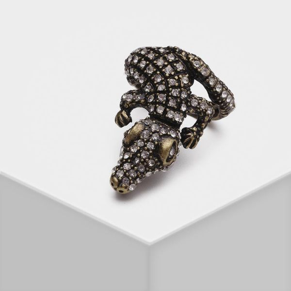 

design alligator ring cluster rings, Golden;silver
