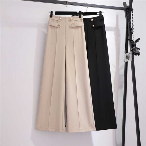 

women's pants & capris autumn winter women comfortable wide leg female elegant office high waist straight ladies loose trouse b4k5, Black;white